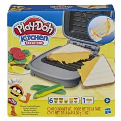 Play-Doh Kitchen Creations Cheesy Sandwich Play Food Set with Non-Toxic Play-Doh Elastix Compound and 6 Colors