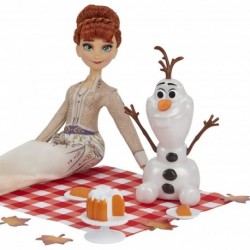 Disney Frozen 2 Anna and Olaf's Autumn Picnic, Olaf Doll, Anna Doll with Dress and Fashion Doll Accessories