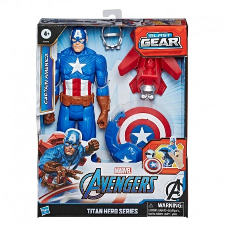 Marvel Avengers Titan Hero Series Blast Gear Captain America, With Launcher, 2 Accessories and Projectile